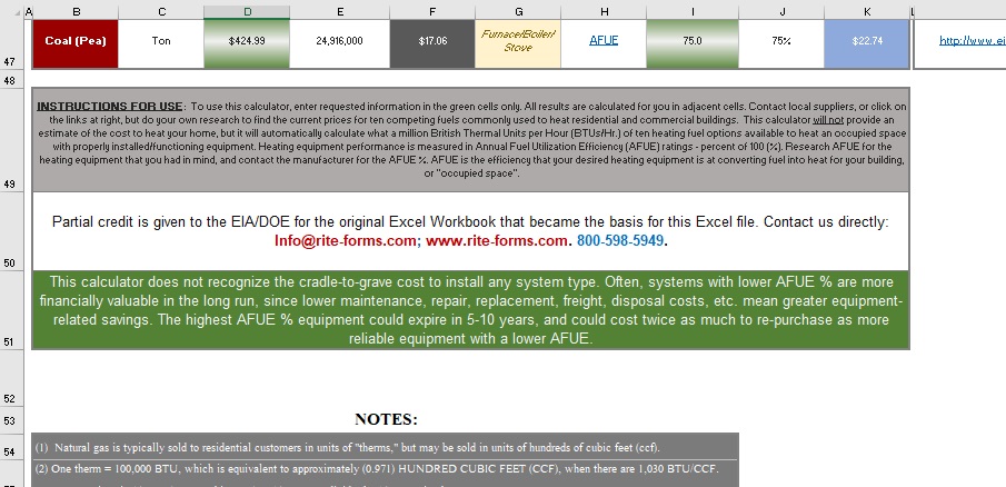 Rite-Forms Heating Fuels Cost Calculator